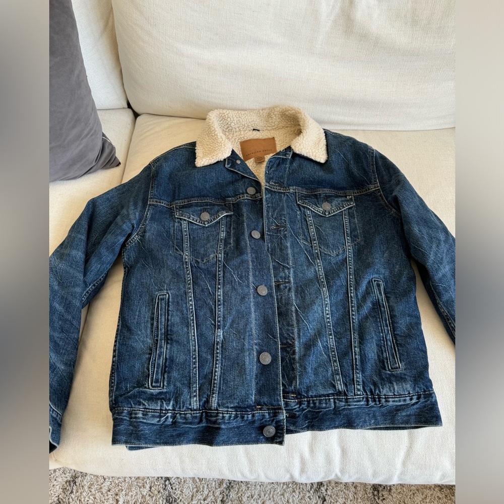 American Eagle denim Sherpa jacket MEDIUM MENS